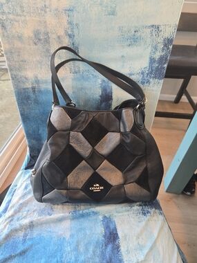 Coach Black Patchwork Leather Shoulder Tote